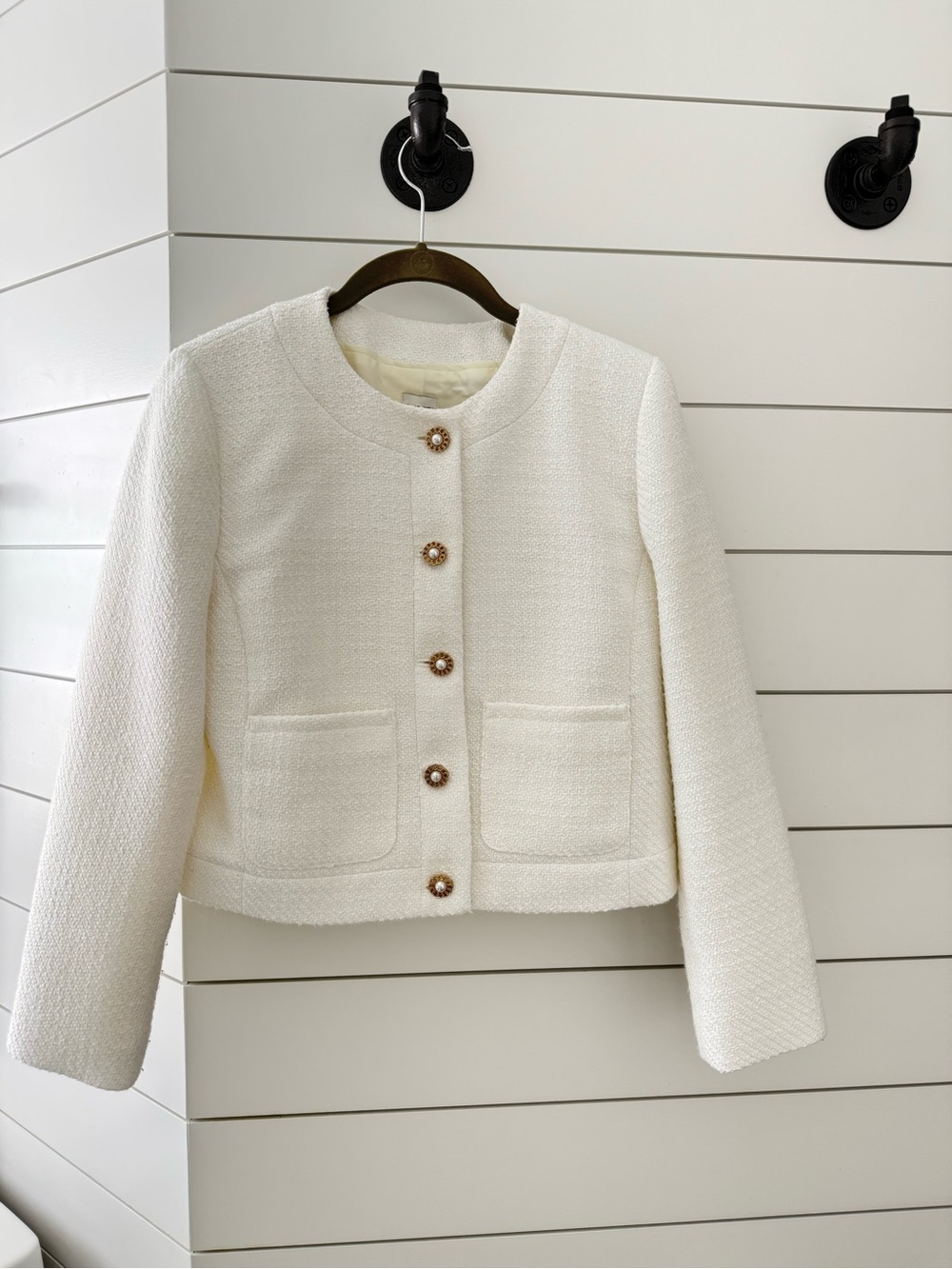 J. Crew Cream Bouclรฉ Cropped Lady Jacket